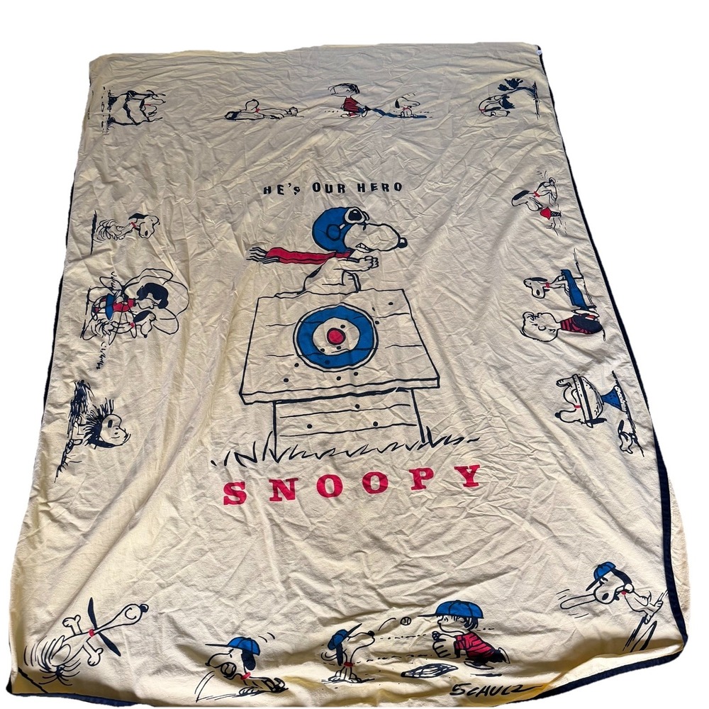 Vintage Snoopy Blanket Bedspread‎ Coverlet 1968 Red Baron Great Shape Twin
